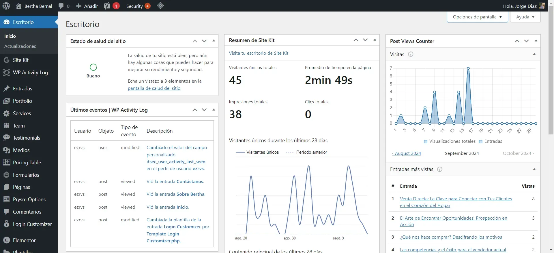 ¿Cómo publicar un artículo en WordPress? - escritorio o panel principal de WordPress