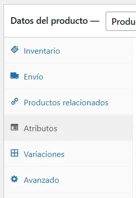Productos Variables en WooCommerce: La Guía Paso a Paso para Tallas y Colores - pestaña de atributos del producto variable en WooCommerce