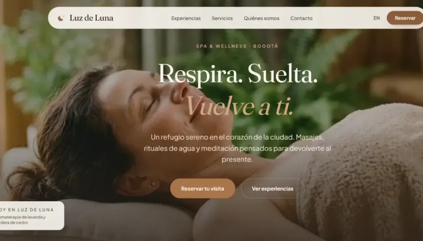 Página web para spa y centros de bienestar en Colombia: agenda de citas sin perder ni una reserva